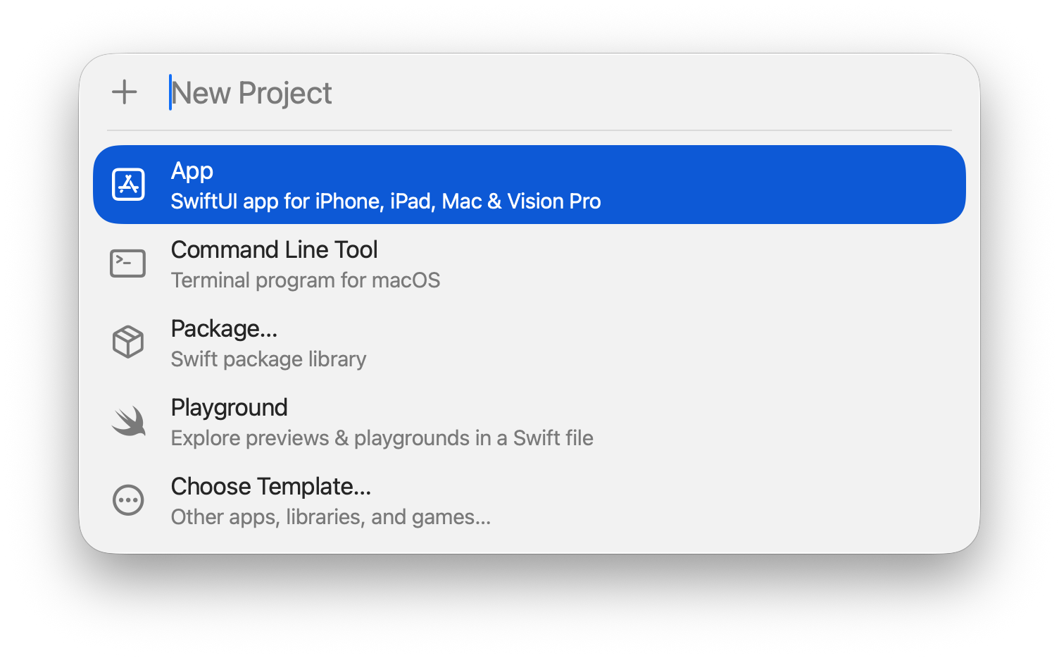 Xcode 27 project creation window